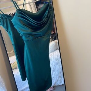 Elegant Green Mini Dress - Satin like